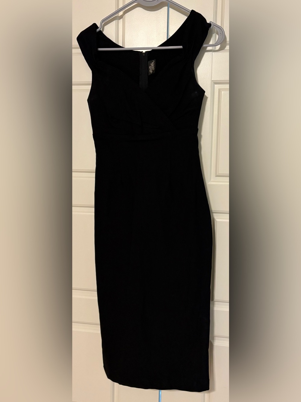 RockSteady Black Midi Dress with Cap Sleeves